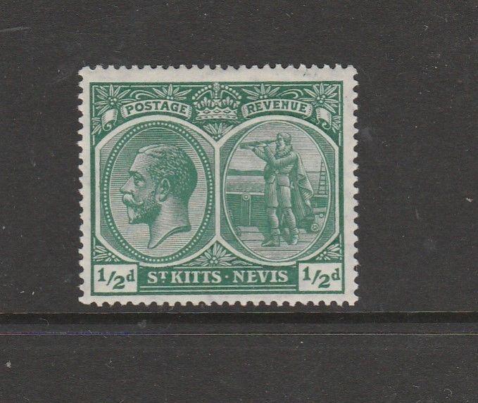 St Kitts Nevis, 1920/22 Crown CA 1/2d Fresh LMM SG 24