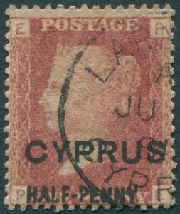 Cyprus 1881 ½d on 1d red Plate 215 SG9 used