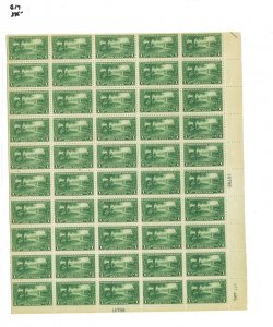 1925 United States Postage Stamp #617 Plate No. 16798 Mint Full Sheet