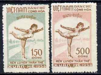 Vietnam - North 1958 Physical Edication set of 2 fine, un...