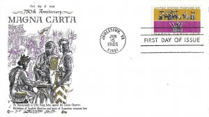 1965 FDC, #1265, 5c Magna Carta, Cover Craft Cachets w/insert