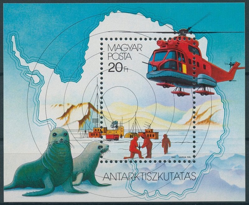 Hungary Stamps 1987 MNH Antarctic Exploration Mirnyi Station Helicopters 1v M/S