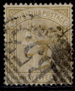 MAURITIUS QV SG110, 25c olive-yellow, USED.