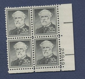 USA - Scott 1049 - MNH/thumb print, Plate Block - P#25949 - 30 ct  Robert E Lee