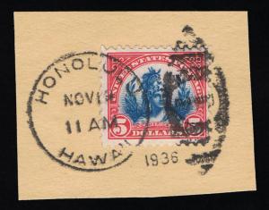 SCOTT #573 USED TIED TO HONOLULU HAWAII 1936 PIECE 23 YEARS BEFORE STATEHOOD