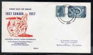 Canada #371-2 UPU FDC Regal Cachet Hamilton addr C356