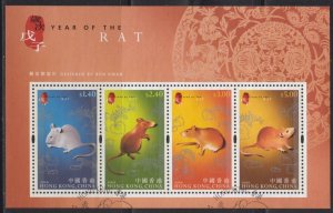 Hong Kong 2008 Lunar New Year of the Rat Miniature Sheet Fine Used