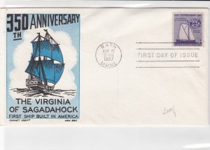 united states 1957 350th anniv. 1st ship built in america stamps cover ref 21413