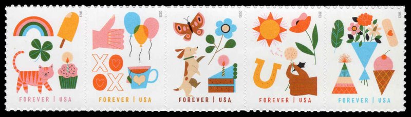 USA 5807b,5803-5807 Mint (NH) Thinking of You Strip of 5  Forever Stamps