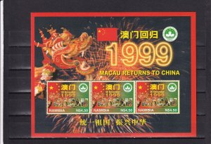 SA05 Namibia 1997 Return of Macau to China, 1999 minisheet