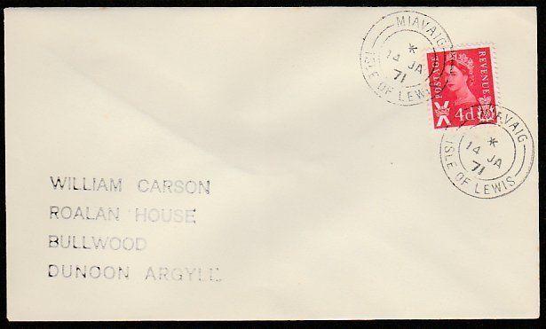 GB SCOTLAND 1971 cover MIAVAIG / ISLE OF LEWIS  cds........................66704