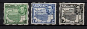 British Somaliland 1938 1R 3R & 5R LHM SG101-103-104 WS36474