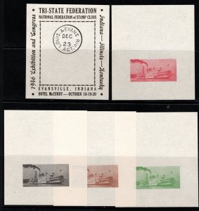 1946 US Cinderella Tri-State Federation Exhibition & Congress Oct.  Set/5 Proofs