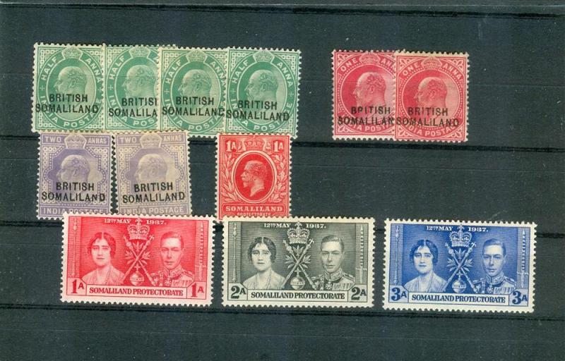 Somaliland Prot. - Small Coll 12 Mint Stamps. $36.90.