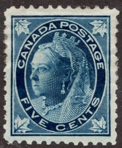 1897 - Canada - Sc #70 - 5¢ Blue Maple - Queen Victoria - HR est$165 CDN