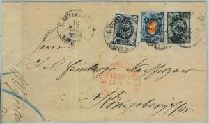 94223 - RUSSIA  - POSTAL HISTORY - 3 Colour franking on COVER to KONIGSBERG 1866