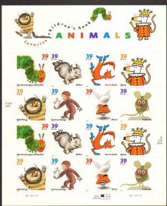 US #3987-94 Mint Sheet Children's Book Animals 