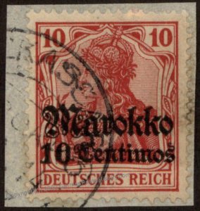 Germany 1914 Morocco ALKASSAR Mi48 10c on 10pf USED 102652