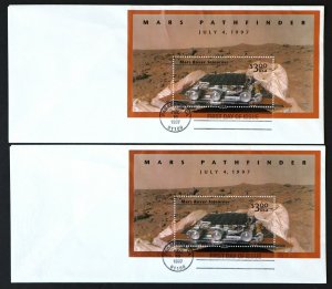 U.S. Used #3178 $3.00 Mars Pathfinder Souvenir Sheet Lot of 2 First Day Covers