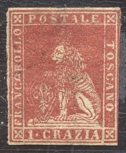 TUSCANY #12 RARE Mint - 1857 1cr Carmine