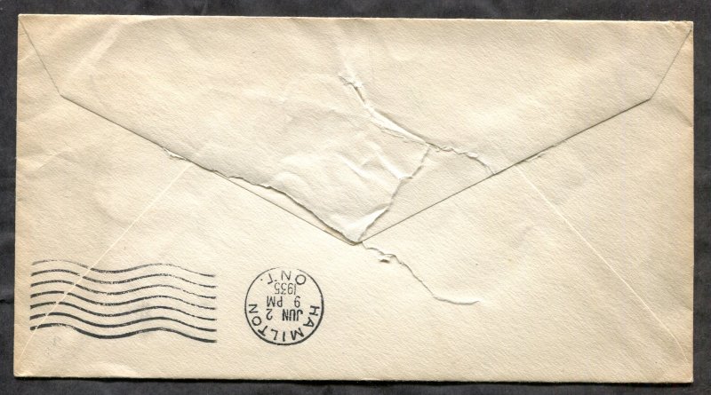 d372 - Canada 1935 FDC Cover. RCMP. Faulty on back