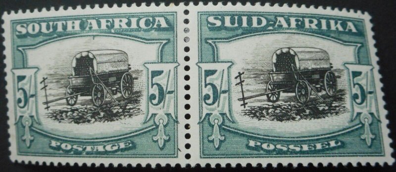 South Africa 1944 Five Shillings pair SG 64b mint 