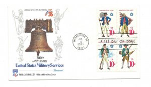 1565-68 Continental Military Uniforms Fleetwood, block of 4  FDC