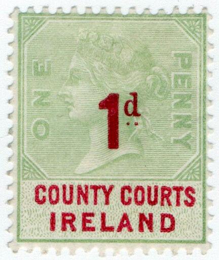 (I.B) QV Revenue : County Courts Ireland 1d (1895)