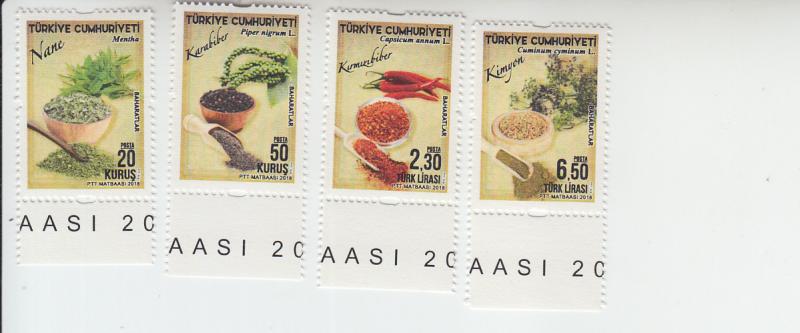 2018 Turkey Spices (4) (Scott NA) MNH