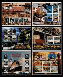 Madagascar 1998 - Titanic - Set of 6 Sheets - Perf & Imperf - Sc 1379-84 - MNH 