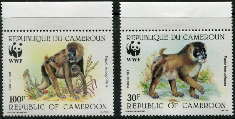 CAMEROUN # 843 - 846 Never Hinged Set - WORLD WILDLIFE FUND WWF BABOONS - S5660