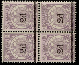 SOUTH AFRICA - Transvaal QV SG194, 2d on 3d mauve, NH MINT. Cat £12. BLOCK x 4