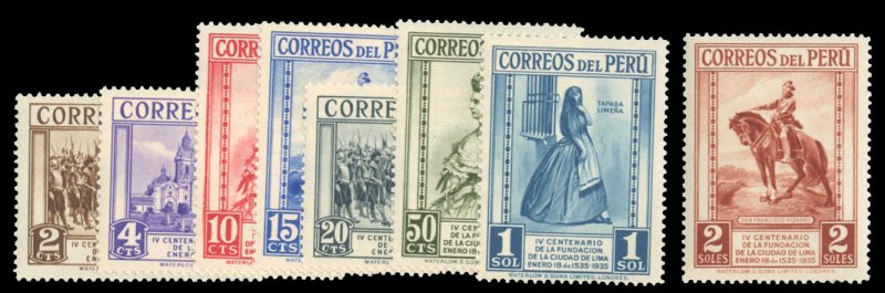 Peru #324-331 Cat$26, 1935 Founding of Lima, complete set, never hinged