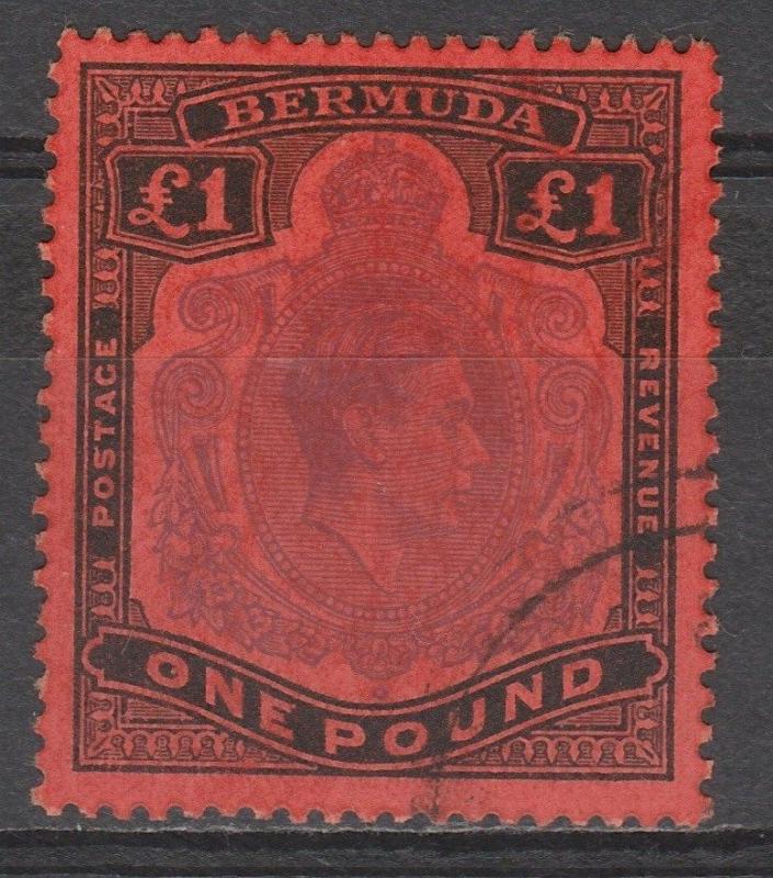 BERMUDA 1938 KGVI 1 POUND TOP VALUE PERF 13