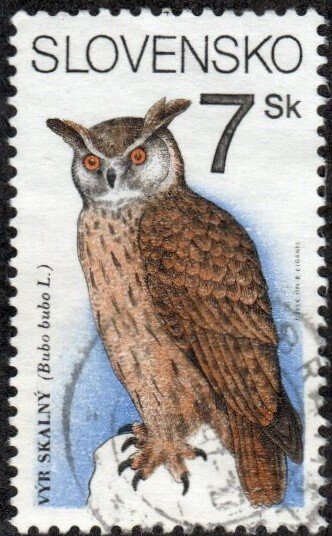 Slovakia 186 - Used - 7s Eurasian Eagle-owl (1994) (cv $0.60)