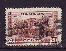 Canada-Sc#243-used 20c red brown Fort Garry Gate-Winnipeg-id#53-1938-