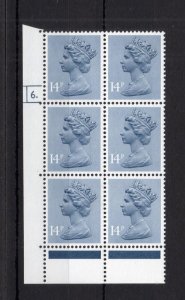 14p MACHIN UNMOUNTED MINT CYLINDER 6. BLOCK Cat £75