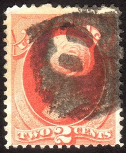 1875, US 2c, Negative Numeral 8 Fancy cancel, Used, Sc 178