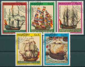 Paraguay 1987 CTO Nautical Stamps Spanish Tall Ships Paintings Art 5v Set