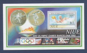 NIUE - Scott 625 - MNH S/S - Olympics, Water Polo - 1992