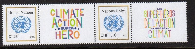 UN NY 2023 Climate Change Conference Scott 1327 MNH stamp with label: 3rd row