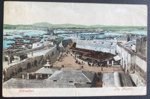 1907 Gibraltar Picture Postcard Cover To Timaru New Zeland The Market