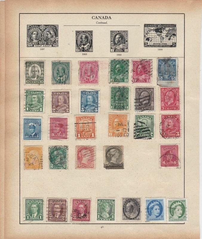 Canada Stamps on Album Page ref R18943