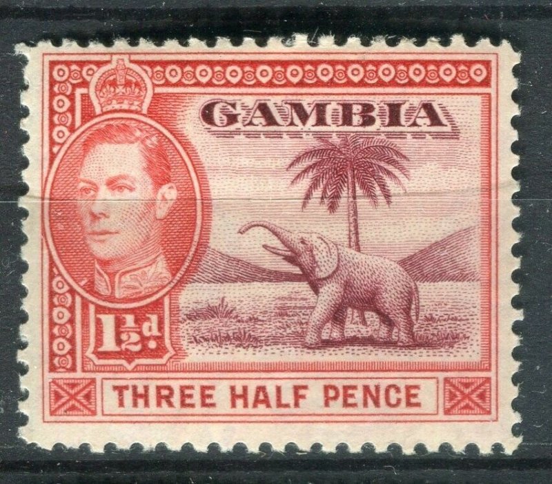 GAMBIA; 1938 early GV Pictorial Mint hinged 1.5d. value 