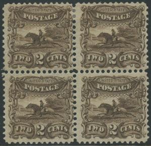 #113 F-VF OG (2)LH (2)NH BLOCK OF 4 CV $3,750 HV9647