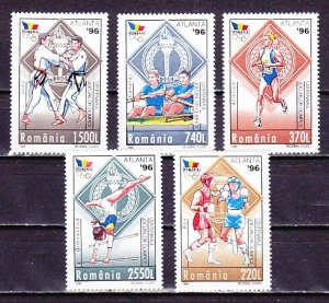 Romania, Scott cat. 4093-4097. Atlanta Summer Olympics issue.