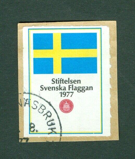 Sweden Poster Stamp 1977 On Paper. National Day June 6. Swedish Flag. Cancel