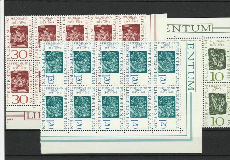 1965 Mint Never Hinged Liechtenstein Stamp Set Blocks Ref 28594