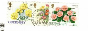 Guernsey  #486, 488-9 used  Flowers