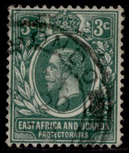 EAST AFRICA and UGANDA GV SG45a, 3c deep blue-green, FINE USED.